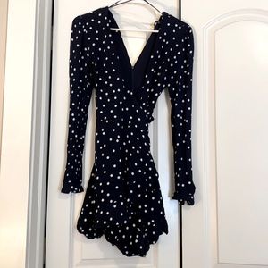 ZARA navy/white polka dot romper size S
